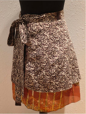 Women's Unbranded Brown Orange Patterned Wrap Skirt